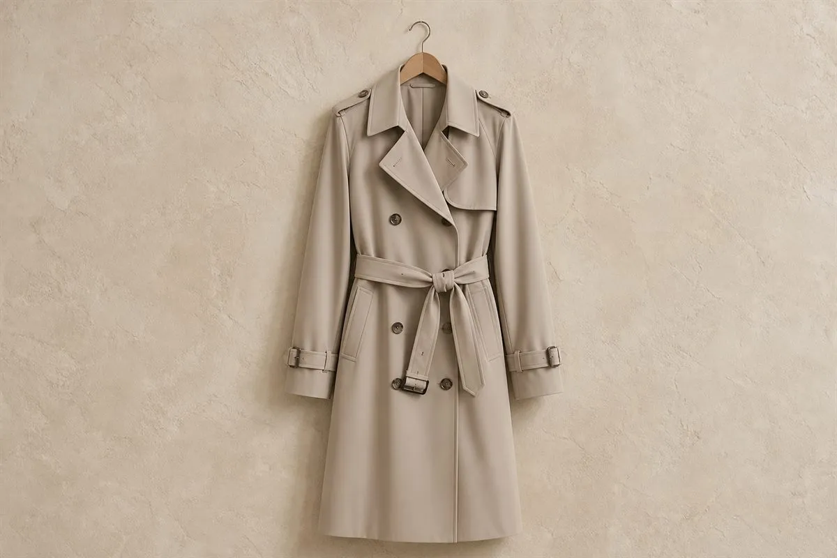 Trench Mi-Long en Gabardine Fluide Essentiel